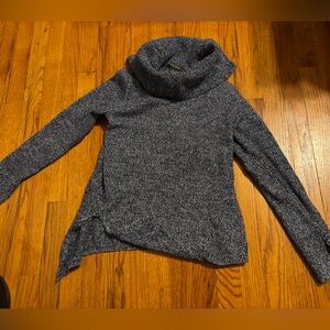 WHBM tunic sweater with split hem for comfort and style blue silver threading